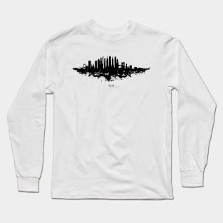 New York Skyline Watercolor Black and White Long Sleeve T-Shirt